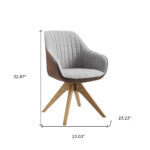 23 Inch Gray Fabric Swivel Arm Chair With Wood Legs 14 23 Inch Gray Fabric Swivel Arm Chair With Wood Legs