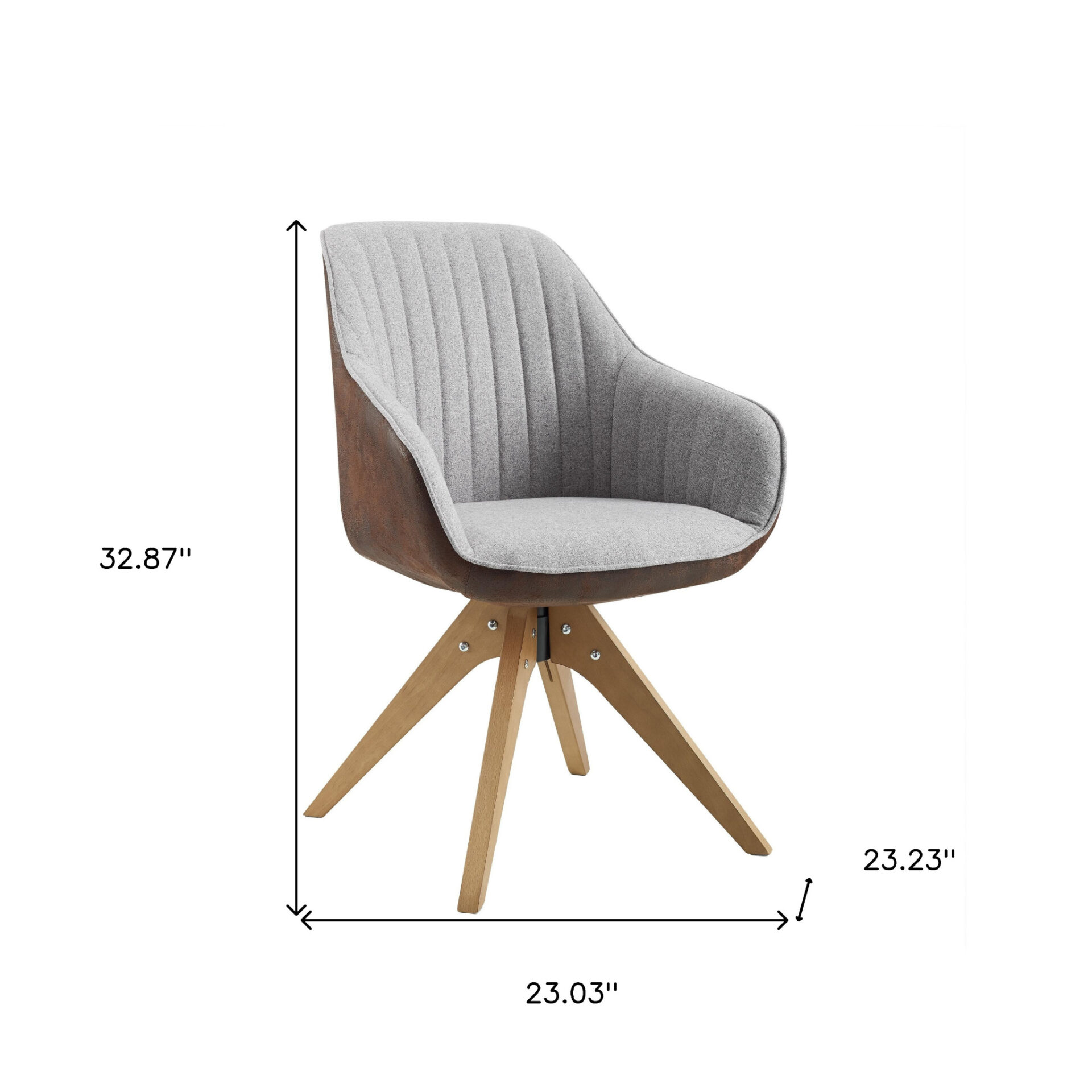 23 Inch Gray Fabric Swivel Arm Chair With Wood Legs 7 23 Inch Gray Fabric Swivel Arm Chair With Wood Legs - Image 7