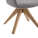 23 Inch Gray Fabric Swivel Arm Chair With Flared Arms
