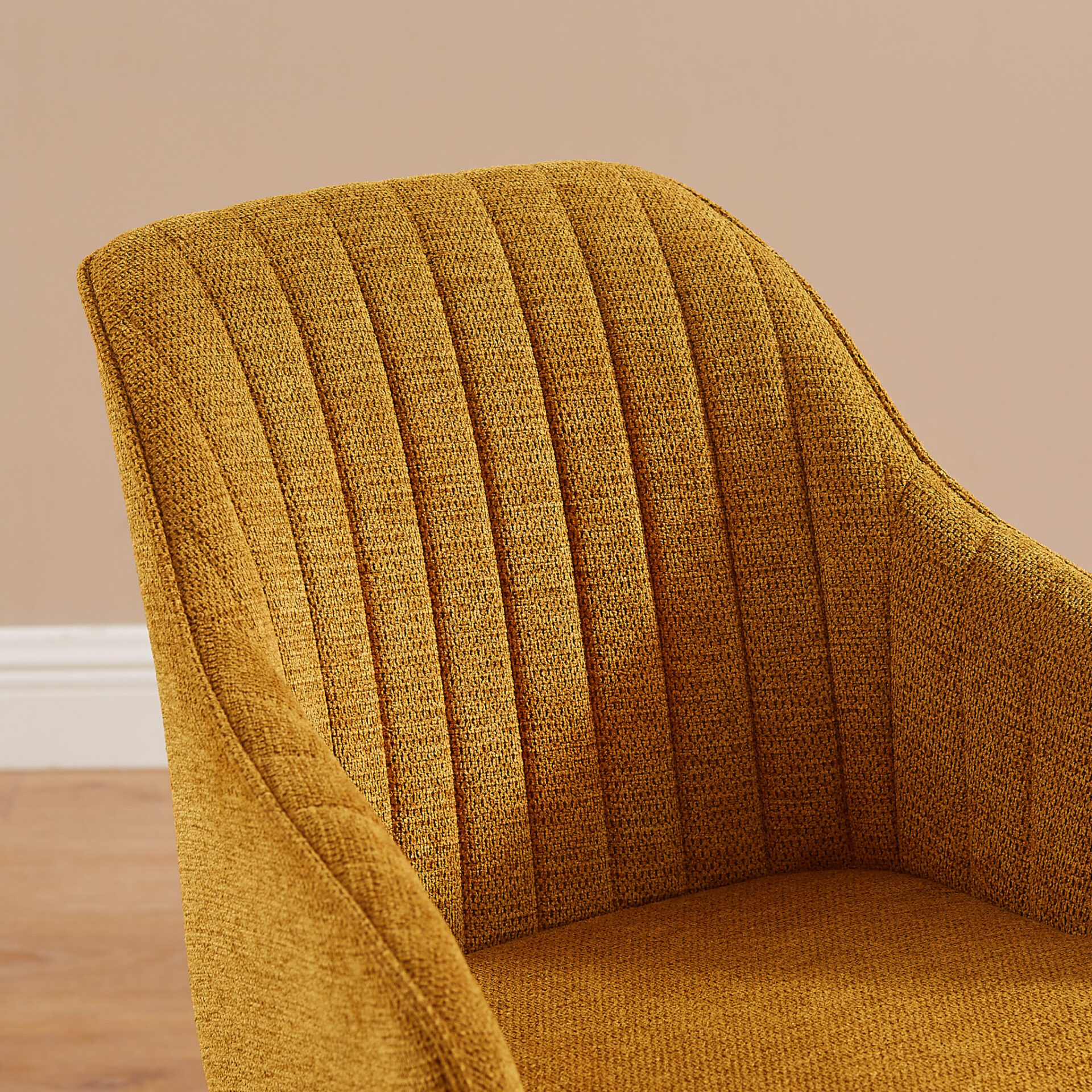 23-Inch Yellow and Natural Fabric Swivel Arm Chair 8 23-Inch Yellow and Natural Fabric Swivel Arm Chair - Image 8