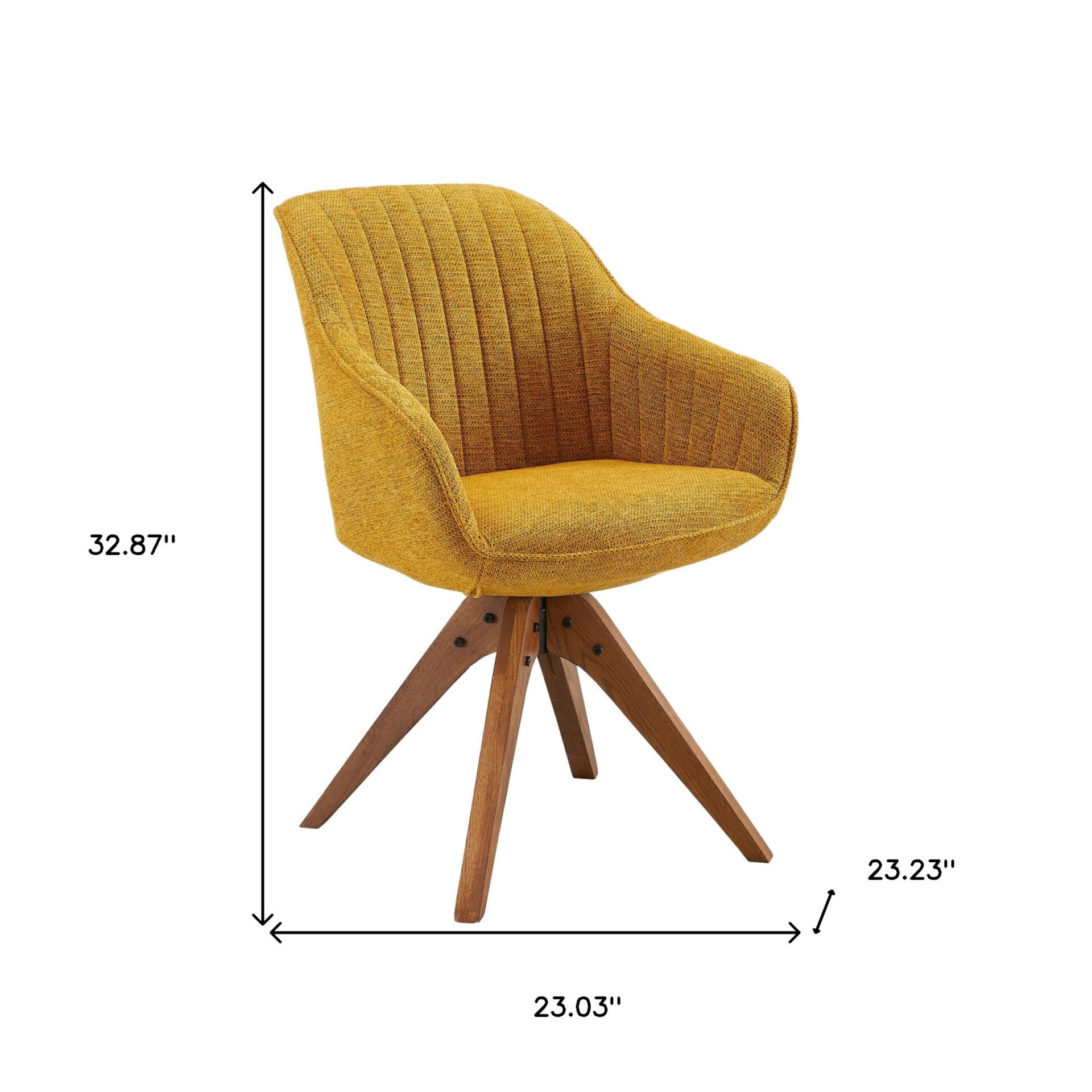 23-Inch Yellow and Natural Fabric Swivel Arm Chair 9 23-Inch Yellow and Natural Fabric Swivel Arm Chair - Image 9