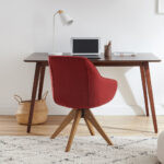23 Inch Red and Natural Tufted Swivel Arm Chair 13 23 Inch Red and Natural Tufted Swivel Arm Chair