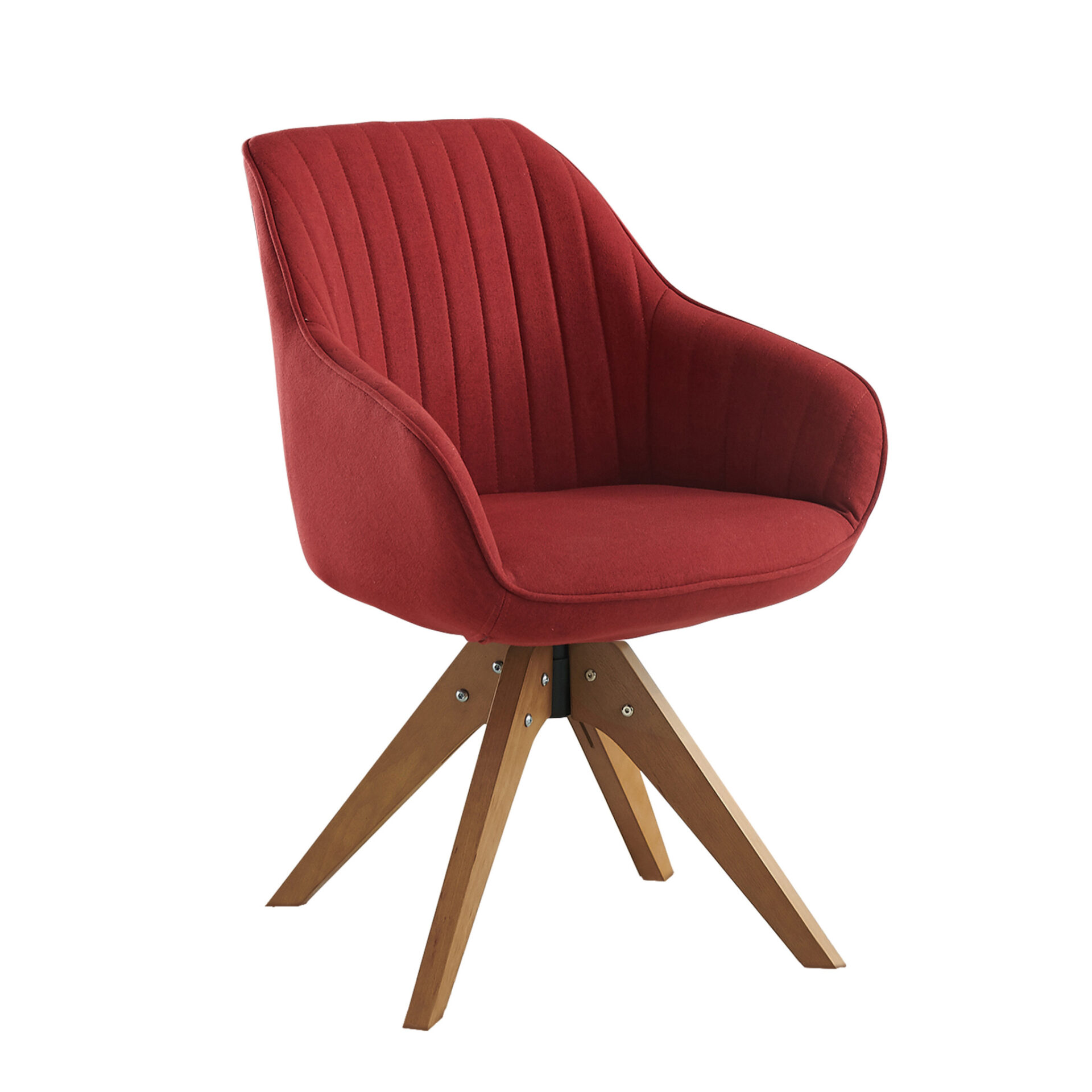 23 Inch Red and Natural Tufted Swivel Arm Chair 2 23 Inch Red and Natural Tufted Swivel Arm Chair - Image 2