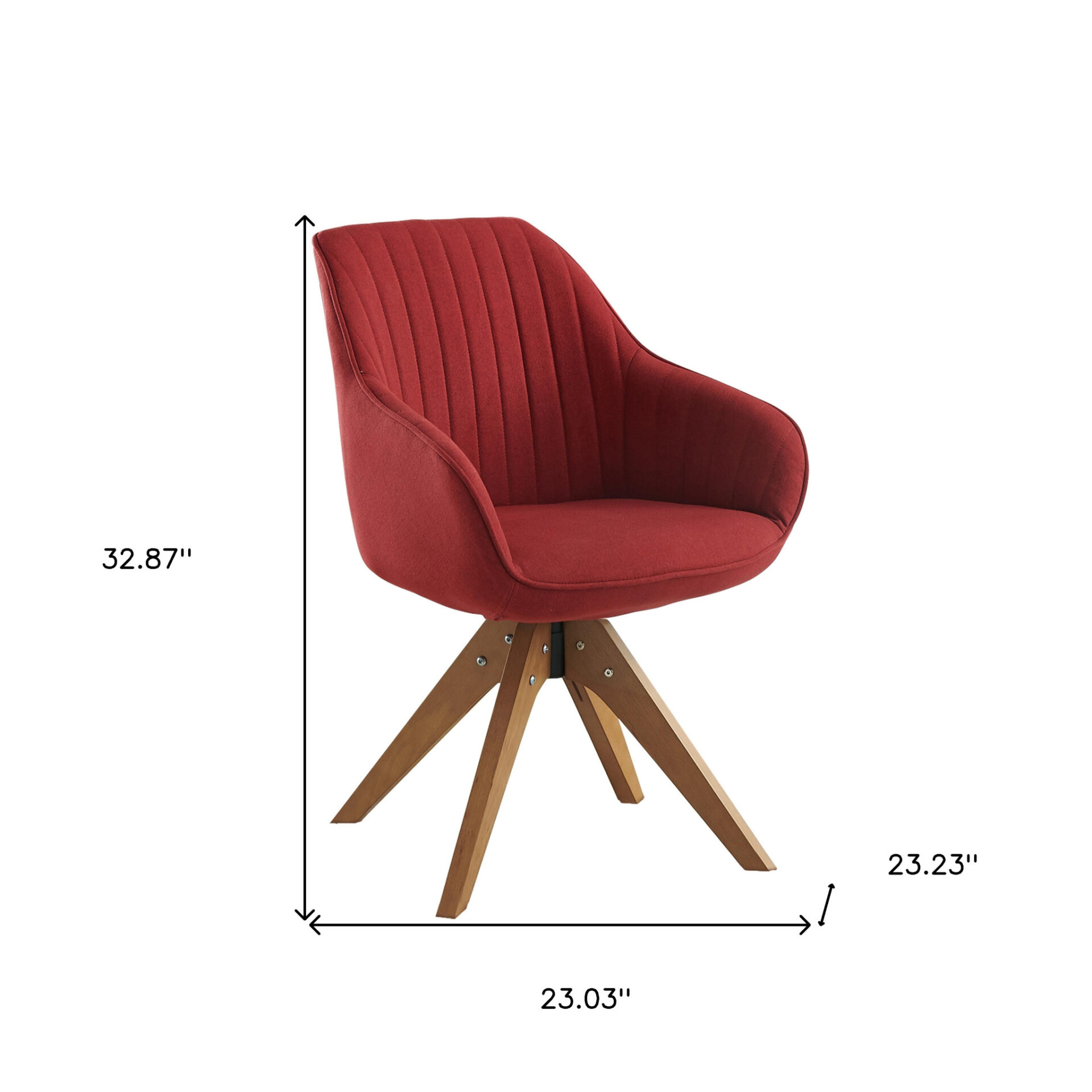 23 Inch Red and Natural Tufted Swivel Arm Chair 7 23 Inch Red and Natural Tufted Swivel Arm Chair - Image 7