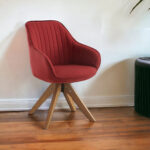 23 Inch Red and Natural Tufted Swivel Arm Chair 9 23 Inch Red and Natural Tufted Swivel Arm Chair
