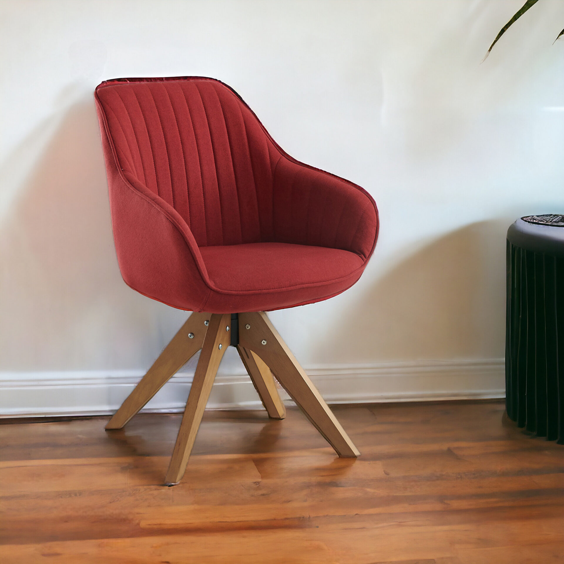 23 Inch Red and Natural Tufted Swivel Arm Chair 1 23 Inch Red and Natural Tufted Swivel Arm Chair