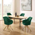 23 Inch Green Velvet Gold Swivel Arm Chair Modern Design