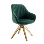 23 Inch Green Velvet Gold Swivel Arm Chair Modern Design