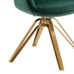 23 Inch Green Velvet Gold Swivel Arm Chair Modern Design