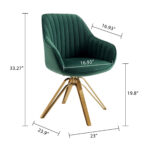 23 Inch Green Velvet Gold Swivel Arm Chair Modern Design
