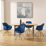 23 Inch Blue Velvet and Gold Swivel Arm Chair 15 23 Inch Blue Velvet and Gold Swivel Arm Chair
