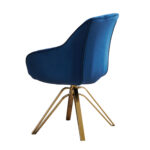 23 Inch Blue Velvet and Gold Swivel Arm Chair 10 23 Inch Blue Velvet and Gold Swivel Arm Chair