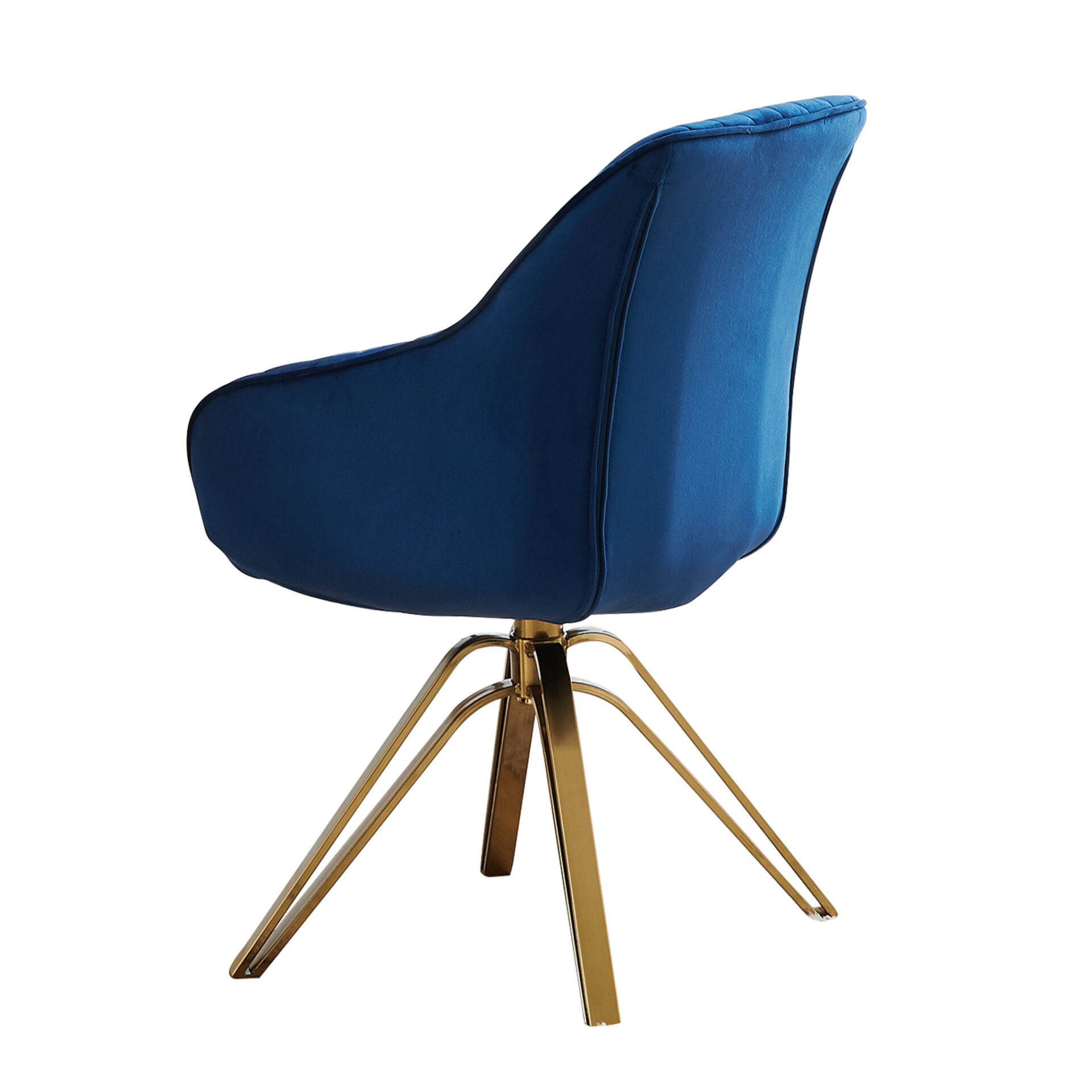 23 Inch Blue Velvet and Gold Swivel Arm Chair 2 23 Inch Blue Velvet and Gold Swivel Arm Chair - Image 2