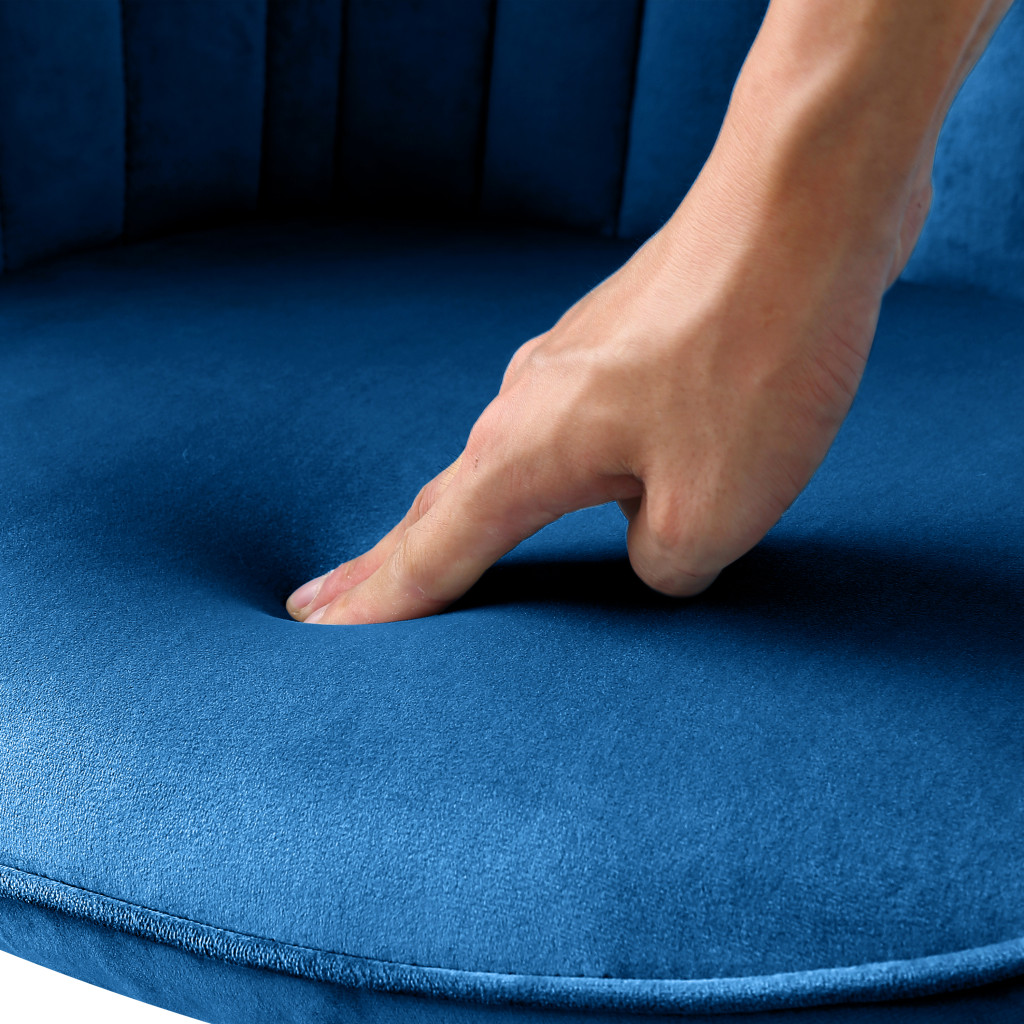23 Inch Blue Velvet and Gold Swivel Arm Chair 5 23 Inch Blue Velvet and Gold Swivel Arm Chair - Image 5
