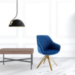 23 Inch Blue Velvet and Gold Swivel Arm Chair 11 23 Inch Blue Velvet and Gold Swivel Arm Chair