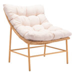 29 Inch Beige and Brown Aluminum Accent Chair with Cushion
