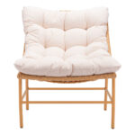 29 Inch Beige and Brown Aluminum Accent Chair with Cushion