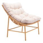 29 Inch Beige and Brown Aluminum Accent Chair with Cushion