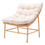 29 Inch Beige and Brown Aluminum Accent Chair with Cushion