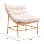 29 Inch Beige and Brown Aluminum Accent Chair with Cushion