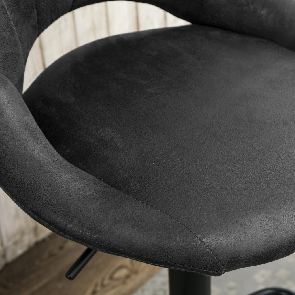 42 Inch Black Faux Leather Swivel Adjustable Bar Stools (Set of 2) 5 42 Inch Black Faux Leather Swivel Adjustable Bar Stools (Set of 2) - Image 5