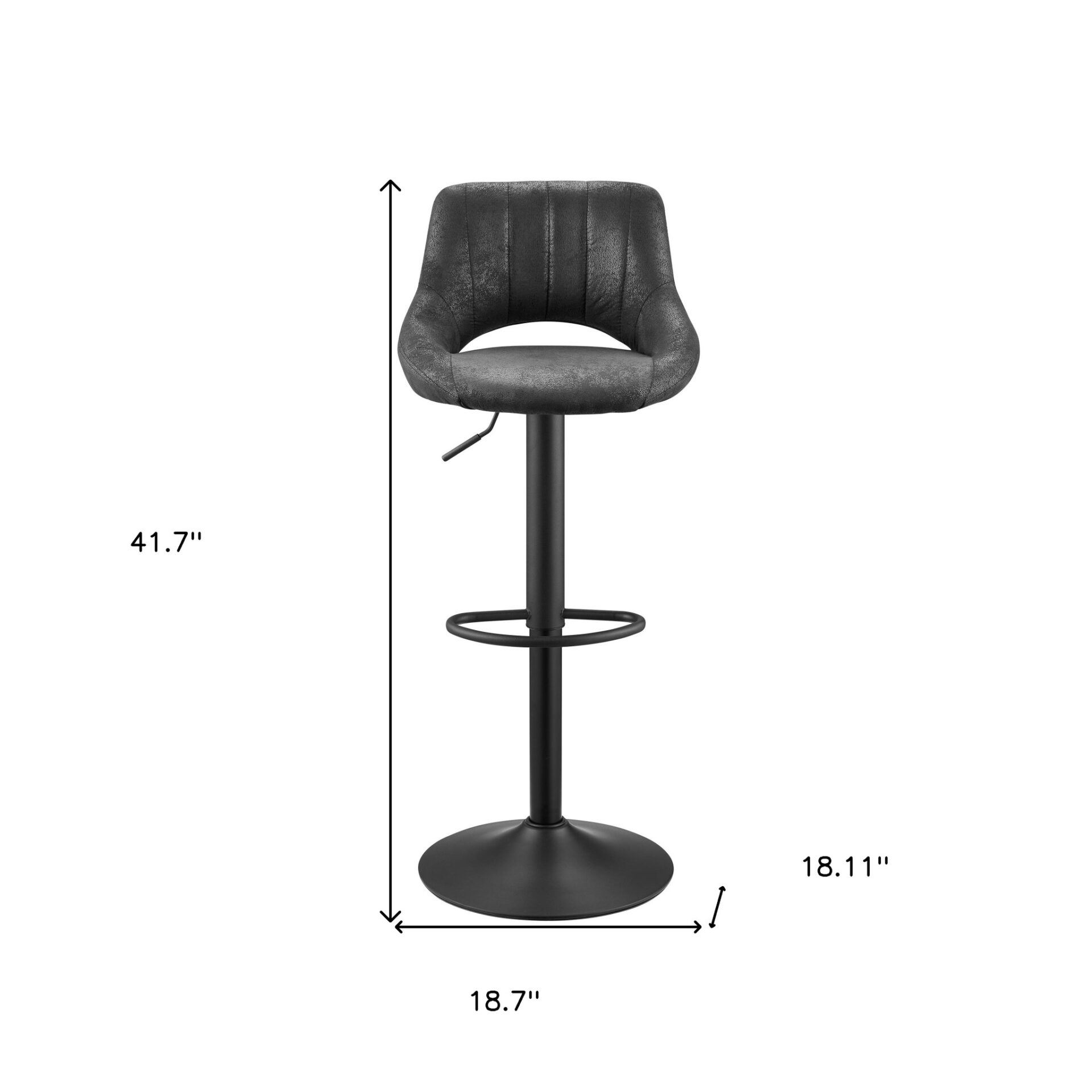 42 Inch Black Faux Leather Swivel Adjustable Bar Stools (Set of 2) 7 42 Inch Black Faux Leather Swivel Adjustable Bar Stools (Set of 2) - Image 7
