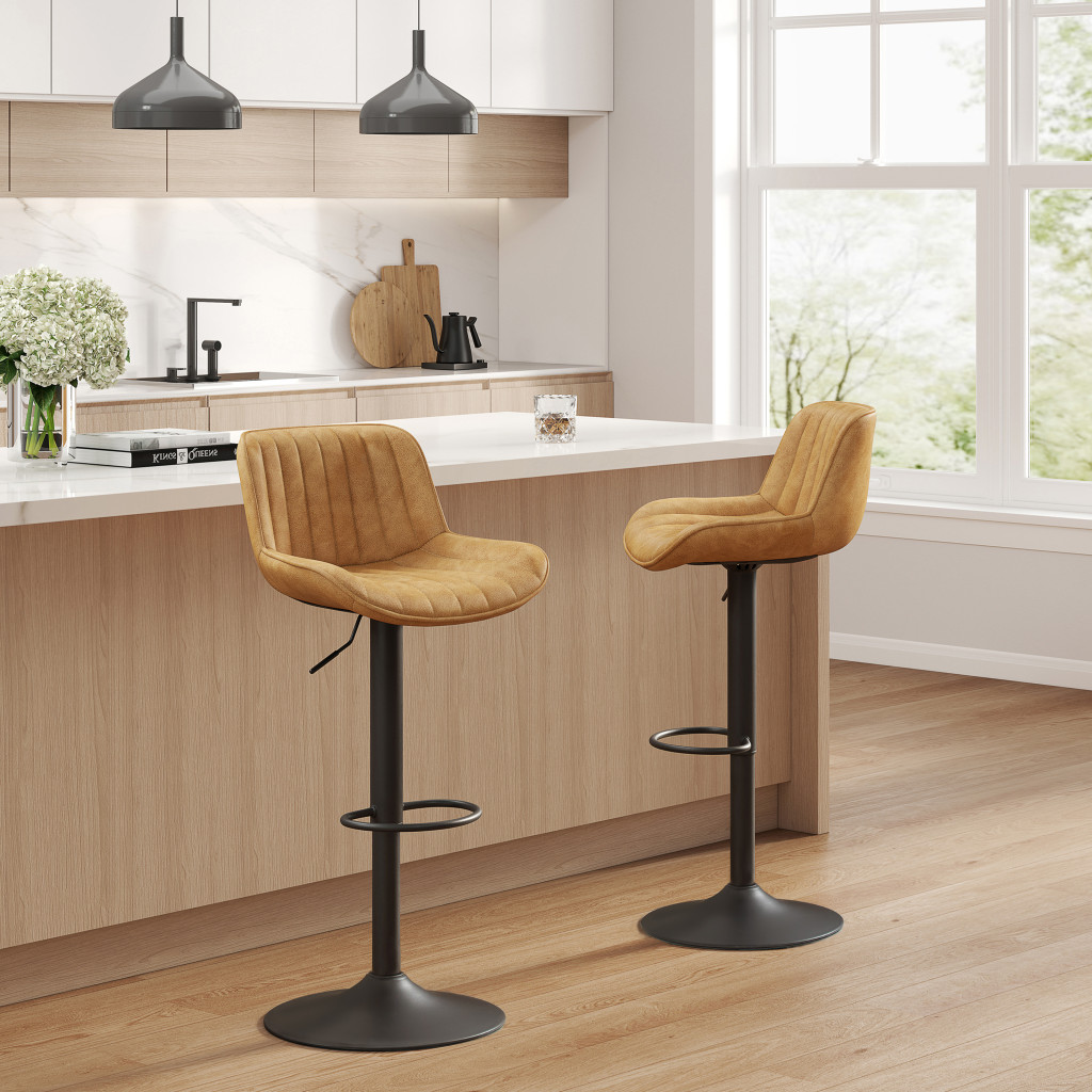 42 Inch Yellow and Black Adjustable Swivel Bar Stools (Set of 2) 5 42 Inch Yellow and Black Adjustable Swivel Bar Stools (Set of 2) - Image 5
