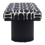 Modern Black & White Bench with Wood Legs and Fabric Top