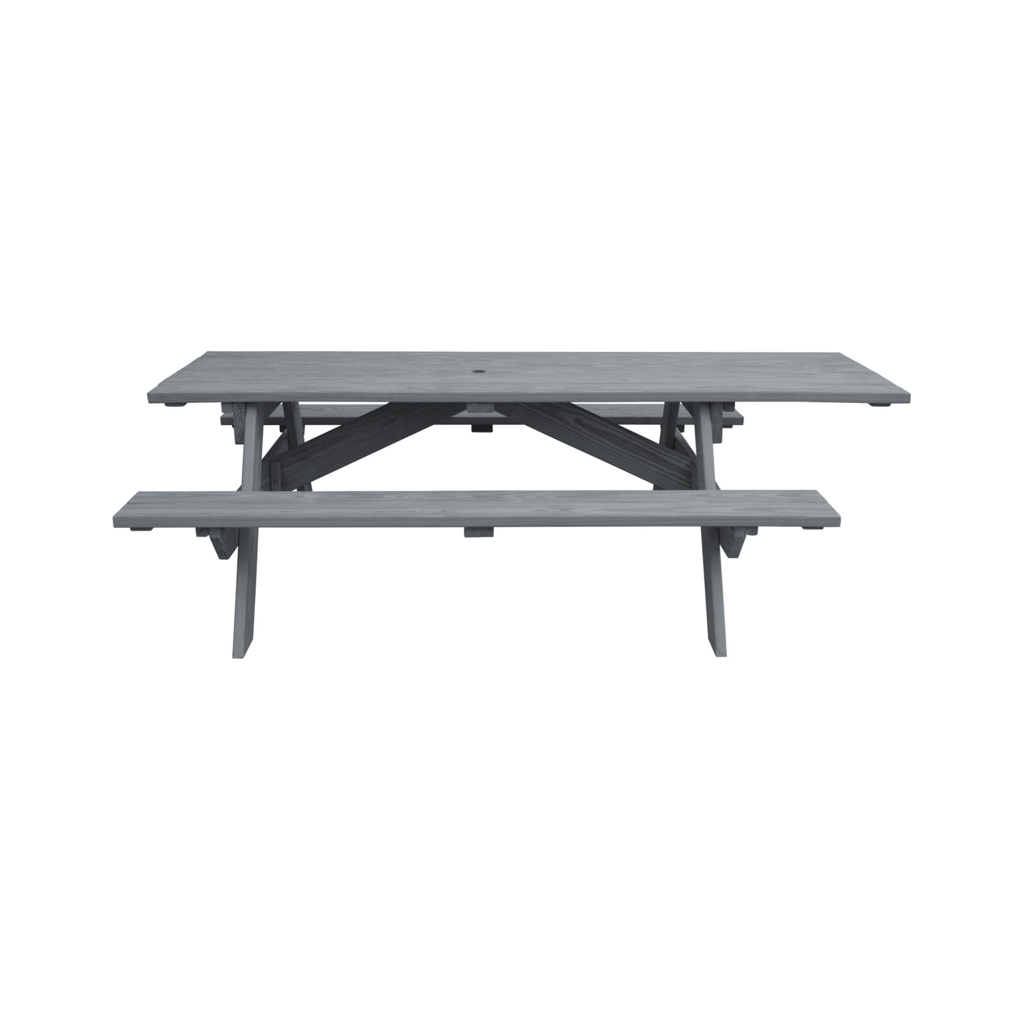 94" Gray Solid Wood Outdoor Picnic Table with Umbrella Hole 7 94" Gray Solid Wood Outdoor Picnic Table with Umbrella Hole