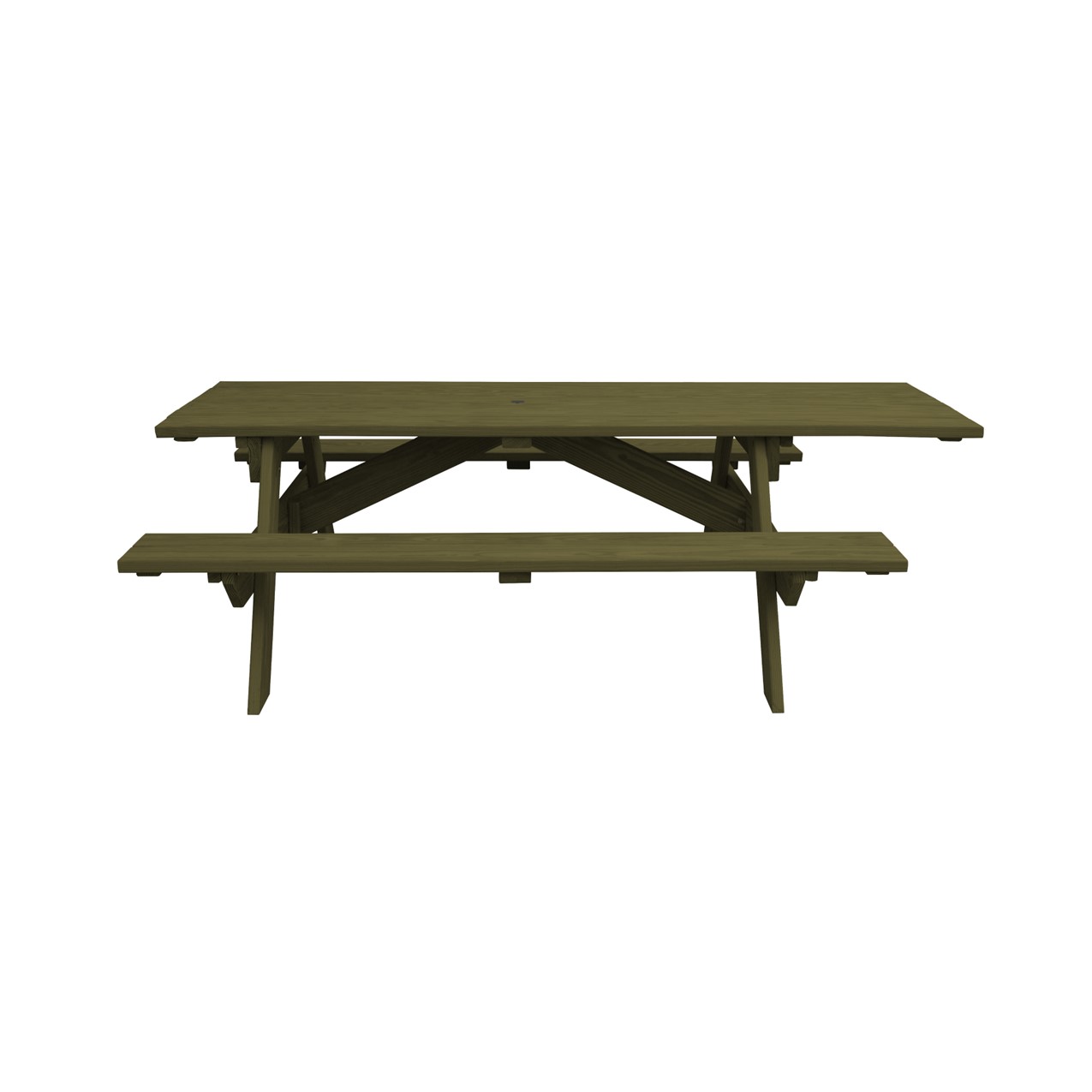 94 Inch Green Solid Wood Outdoor Picnic Table With Umbrella Hole 1 94 Inch Green Solid Wood Outdoor Picnic Table With Umbrella Hole