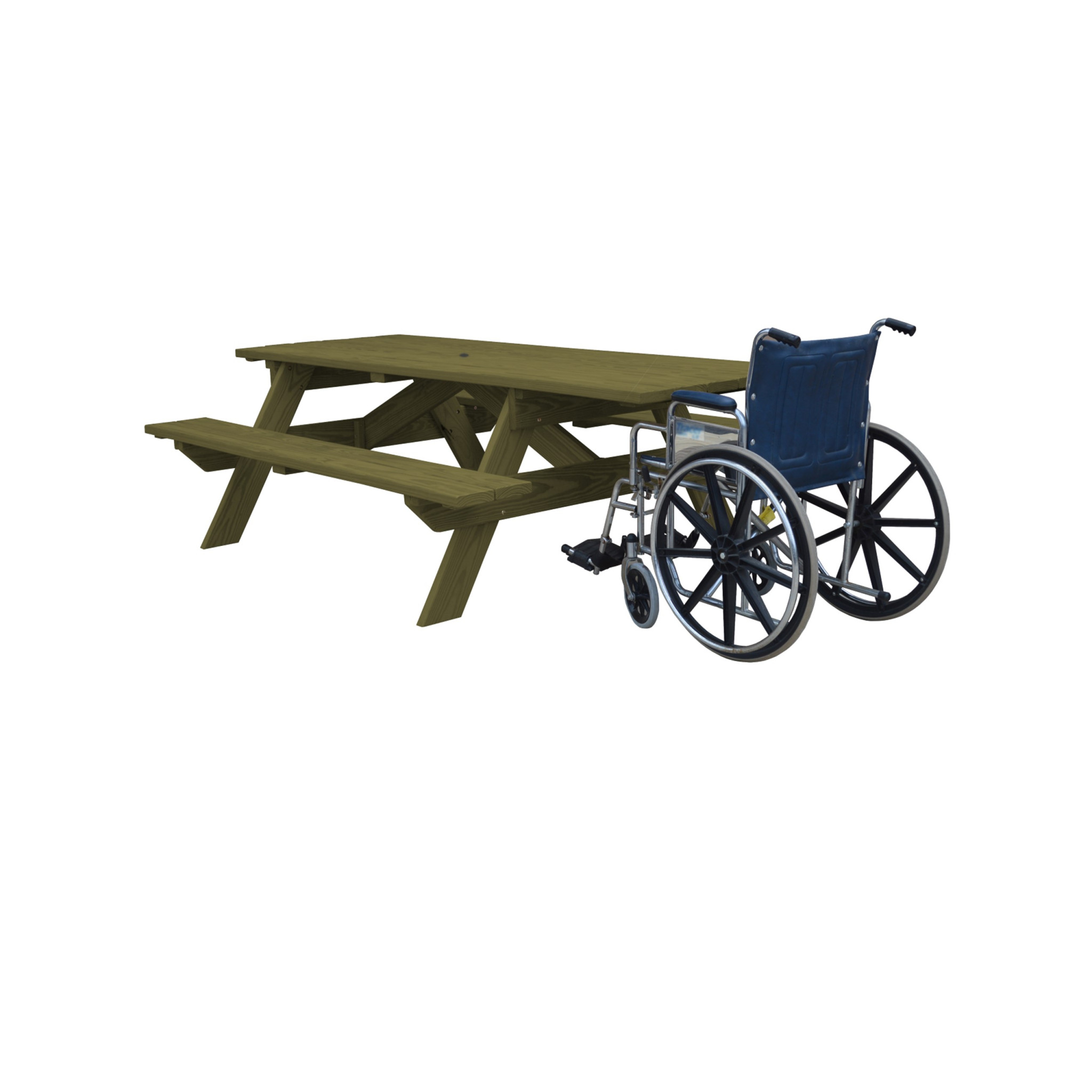 94 Inch Green Solid Wood Outdoor Picnic Table With Umbrella Hole 7 94 Inch Green Solid Wood Outdoor Picnic Table With Umbrella Hole