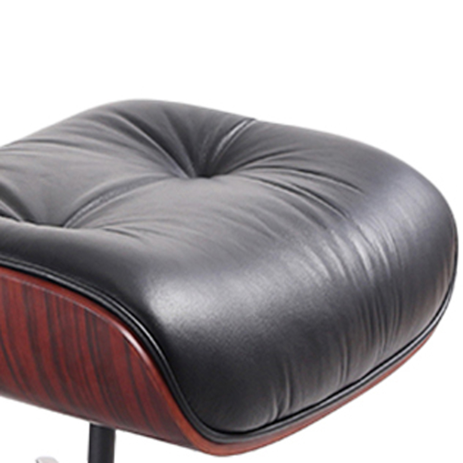 35 Inch Black Tufted Leather Swivel Lounge Chair with Ottoman 9 35 Inch Black Tufted Leather Swivel Lounge Chair with Ottoman - Image 9