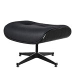 35 Inch Black Tufted Leather Swivel Chair with Ottoman