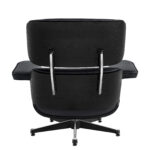 35 Inch Black Tufted Leather Swivel Chair with Ottoman