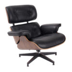 35 Inch Black Tufted Swivel Lounge Chair With Ottoman