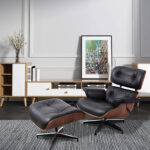35 Inch Black Tufted Swivel Lounge Chair With Ottoman