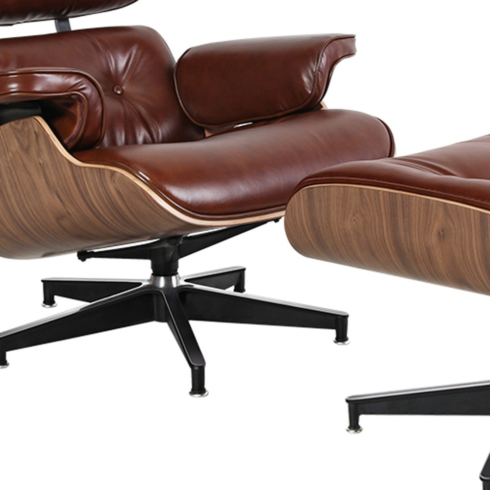 35 Inch Brown Tufted Leather Swivel Lounge Chair with Ottoman 7 35 Inch Brown Tufted Leather Swivel Lounge Chair with Ottoman - Image 7