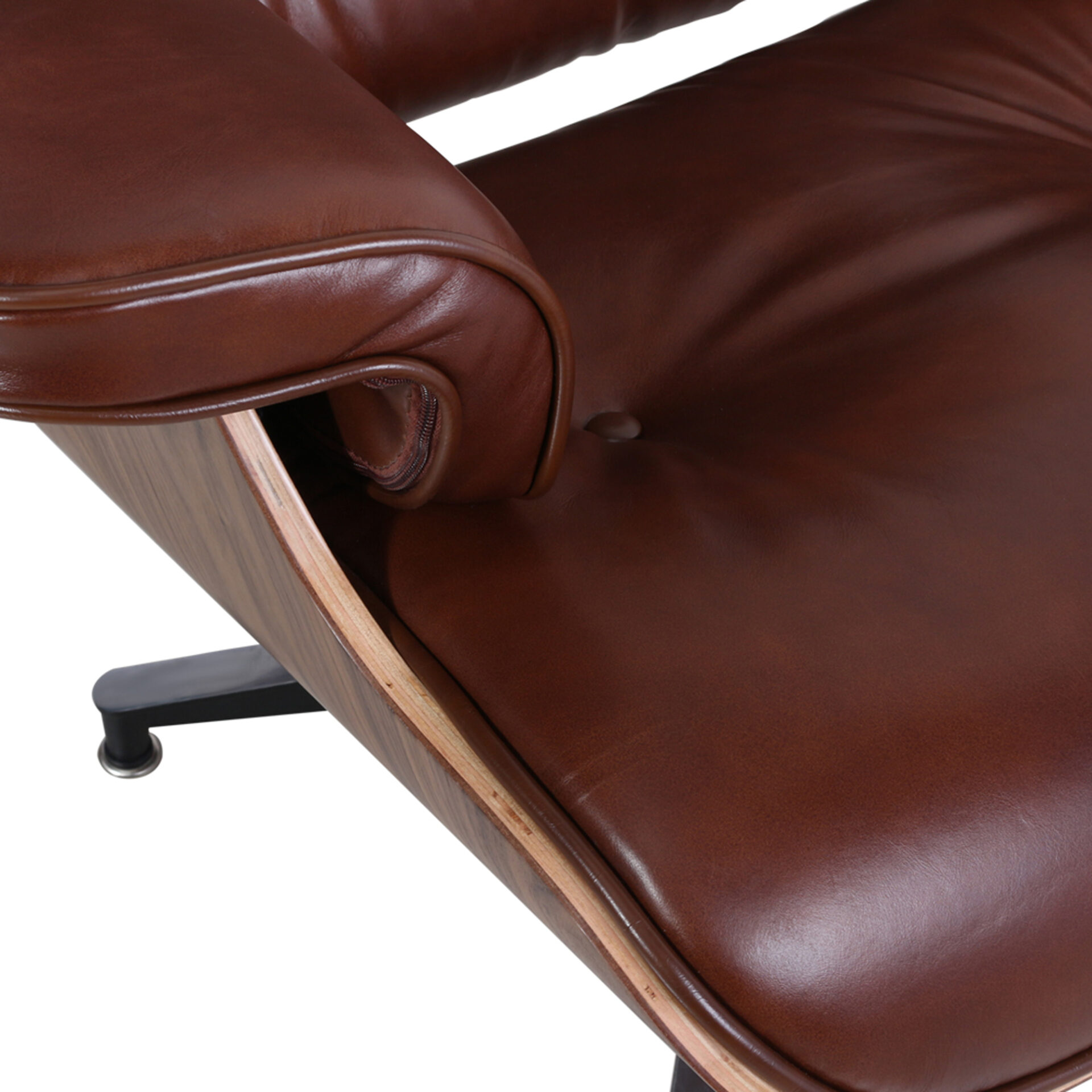 35 Inch Brown Tufted Leather Swivel Lounge Chair with Ottoman 5 35 Inch Brown Tufted Leather Swivel Lounge Chair with Ottoman - Image 5