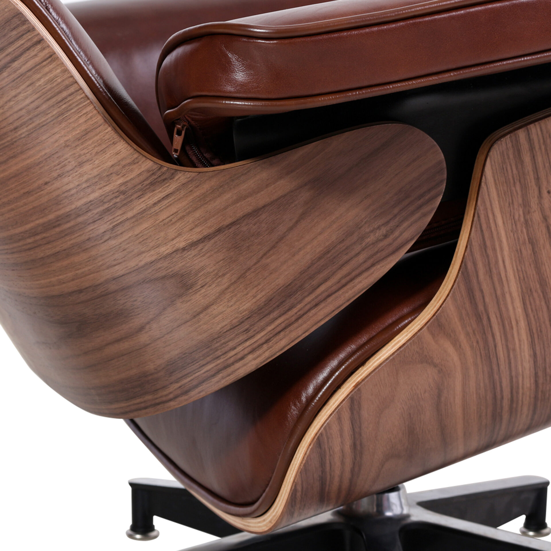 35 Inch Brown Tufted Leather Swivel Lounge Chair with Ottoman 6 35 Inch Brown Tufted Leather Swivel Lounge Chair with Ottoman - Image 6