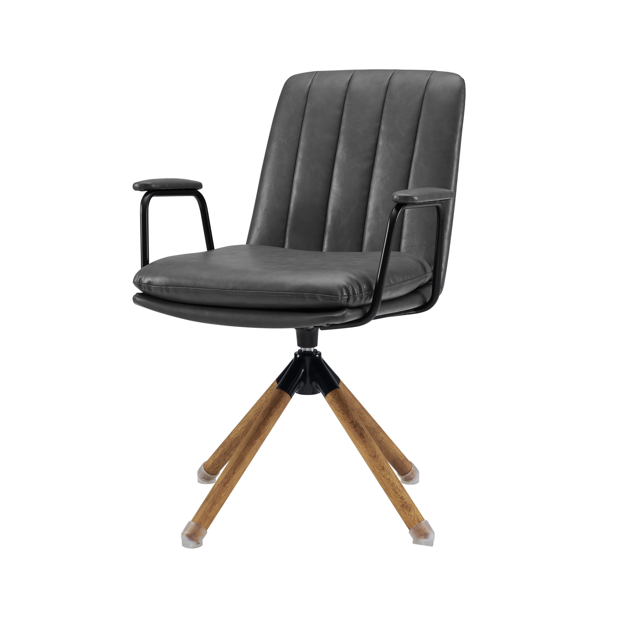 23 Inch Gray Swivel Faux Leather Arm Chair 9 23 Inch Gray Swivel Faux Leather Arm Chair