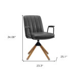 23 Inch Gray Swivel Faux Leather Arm Chair