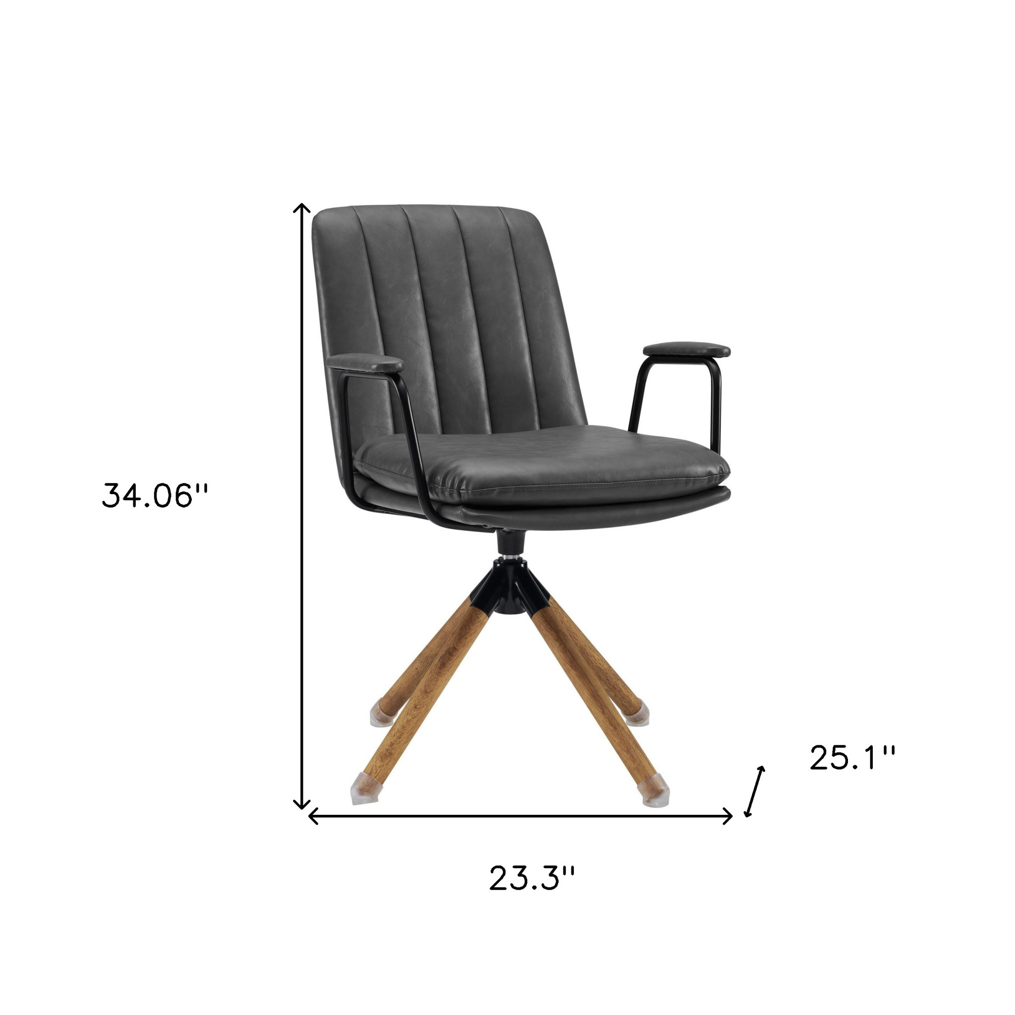 23 Inch Gray Swivel Faux Leather Arm Chair 11 23 Inch Gray Swivel Faux Leather Arm Chair