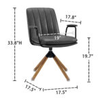 23 Inch Gray Swivel Faux Leather Arm Chair