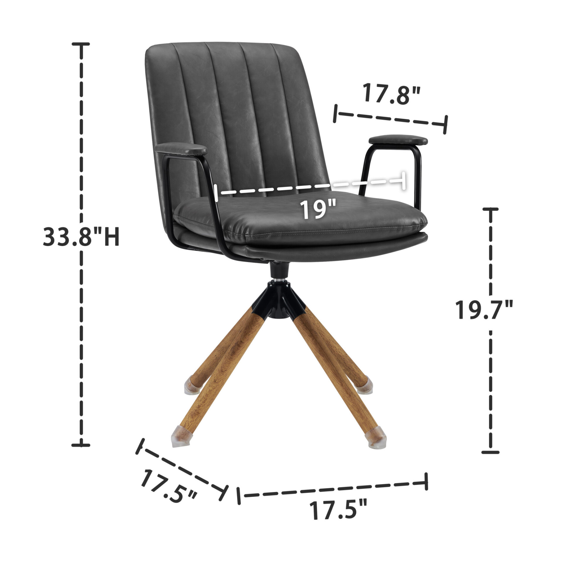 23 Inch Gray Swivel Faux Leather Arm Chair 6 23 Inch Gray Swivel Faux Leather Arm Chair - Image 6