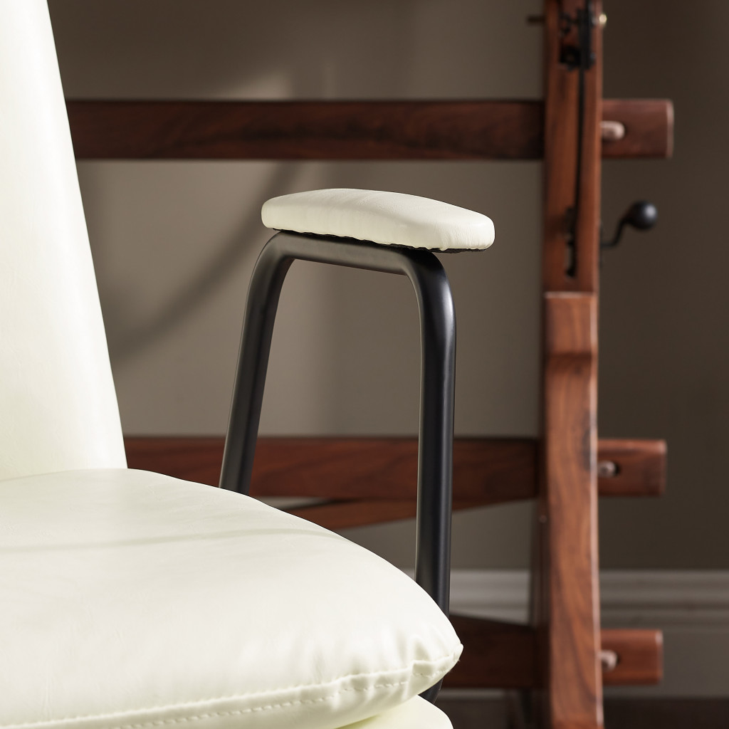 23 Inch Off White Swivel Faux Leather Accent Chair 3 23 Inch Off White Swivel Faux Leather Accent Chair - Image 3