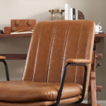 23 Inch Carmel Brown Faux Leather Swivel Arm Chair 15 23 Inch Carmel Brown Faux Leather Swivel Arm Chair