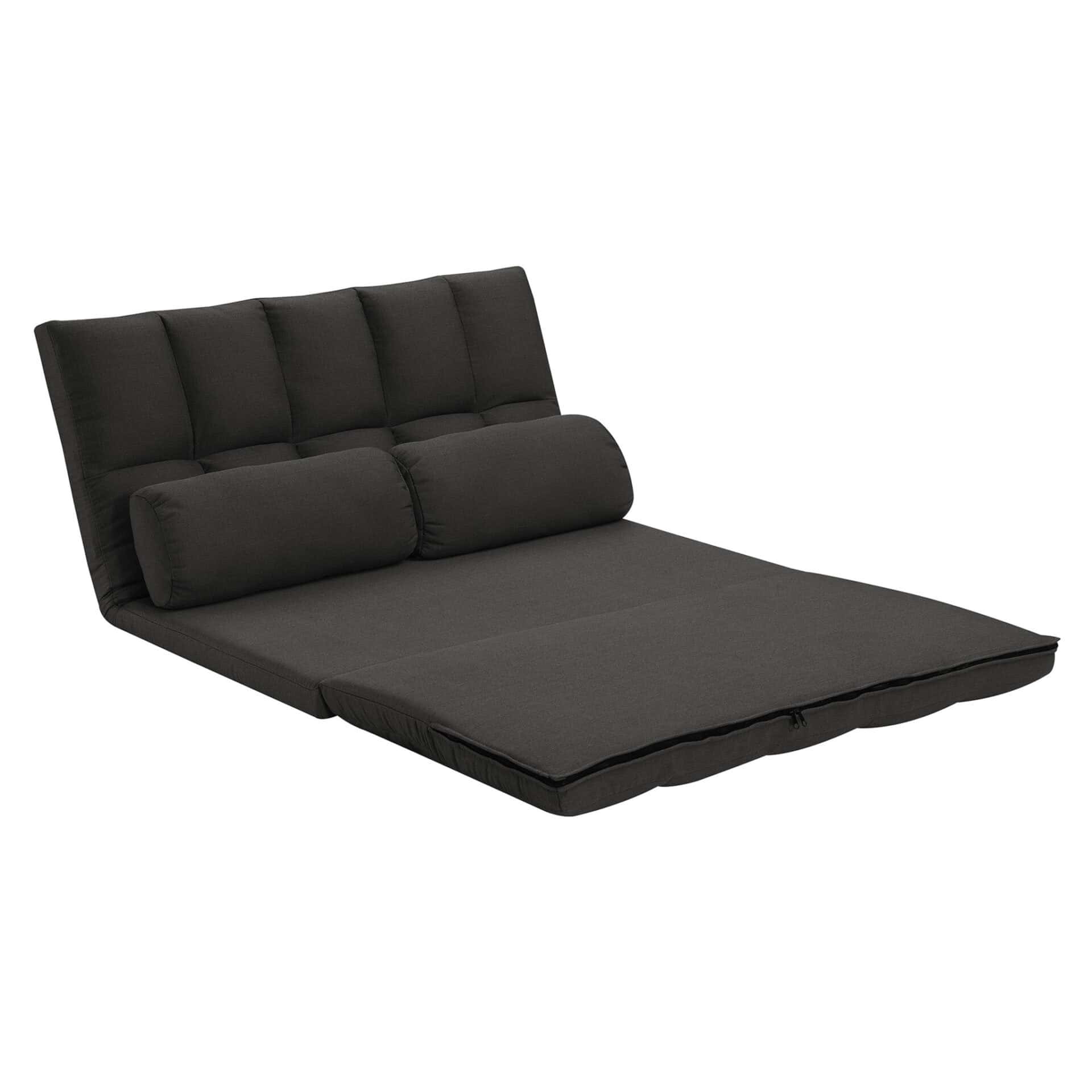 Gray Convertible Futon Loveseat with Tufted Cushions and Pillows 3 Gray Convertible Futon Loveseat with Tufted Cushions and Pillows - Image 3
