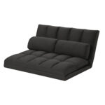 Gray Convertible Futon Loveseat with Tufted Cushions and Pillows 10 Gray Convertible Futon Loveseat with Tufted Cushions and Pillows