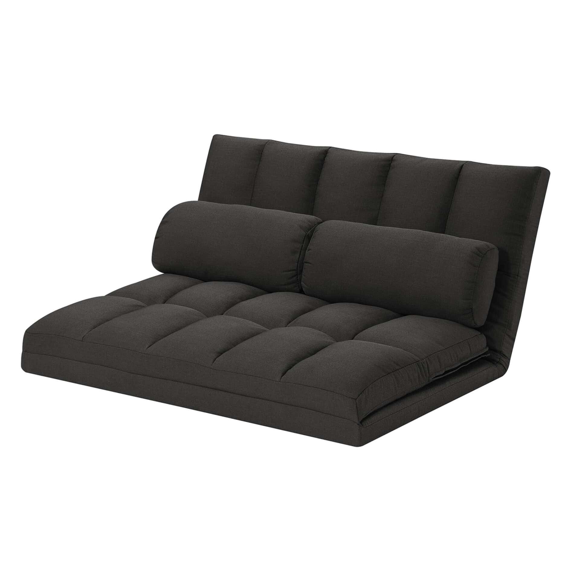 Gray Convertible Futon Loveseat with Tufted Cushions and Pillows 4 Gray Convertible Futon Loveseat with Tufted Cushions and Pillows - Image 4
