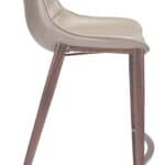 Brown Faux Leather Counter Stool with Walnut Legs (Set of 2)